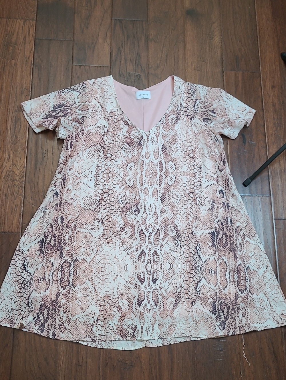 Adrienne Pink & Brown Snake-Print Flowy A-Line Dress size Large